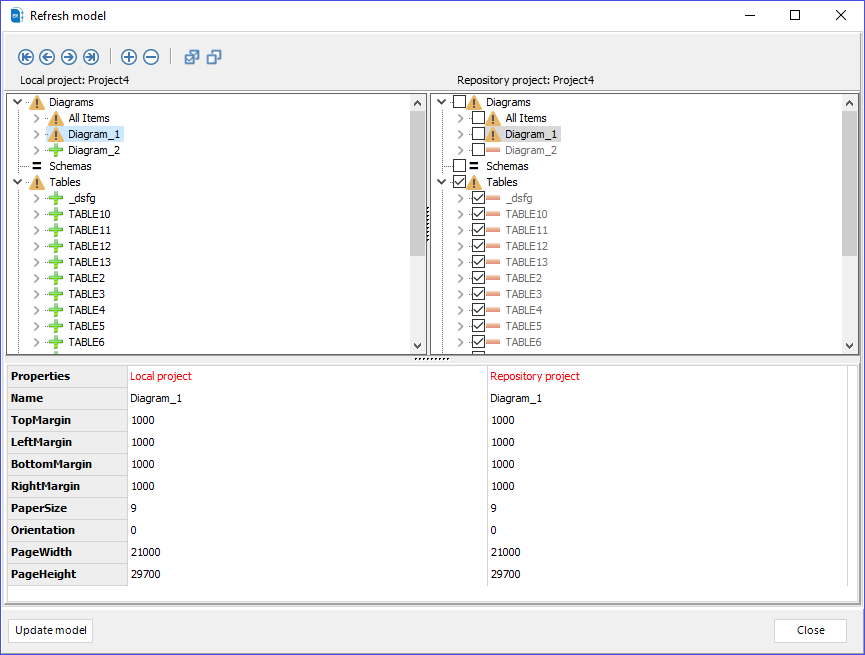 merge window with the differences